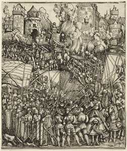 De verdrijving van de Hongaren uit Neder-Oostenrijk, uit de Triomfboog van Maximiliaan I door School of Albrecht Dürer