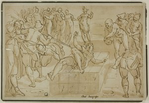 Martelaarschap van Sint Laurentius door School of Luca Cambiaso