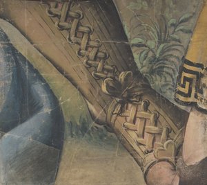Fragment van een Tapijt Carton: Voet in een Buskin, Draperie, en een Plant, 1500-1550
