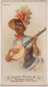 Banjo, uit de serie Muziekinstrumenten N82 voor Duke merk sigaretten, 1888 door Schumacher and Ettlinger