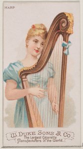 Harp, uit de serie Muziekinstrumenten N82 voor Duke merk sigaretten, 1888