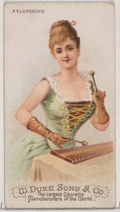 Xylofoon, uit de serie Muziekinstrumenten N82 voor Duke merk sigaretten, 1888 door Schumacher and Ettlinger