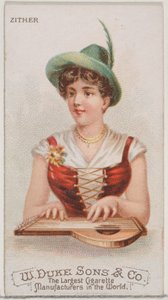 Zither, uit de serie Muziekinstrumenten N82 voor Duke sigaretten, 1888 door Schumacher and Ettlinger