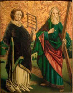 Meester, de heiligen Laurentius en Andreas door Schweizer Meister