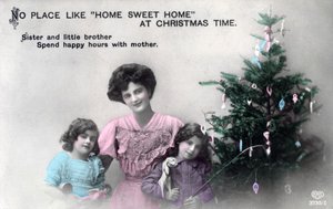 Geen Plaats zoals Thuis Zoet Thuis met Kerstmis, wenskaart, ca. 1900-1919