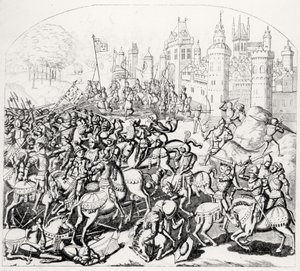 Koning David van Schotland (1084-1153) komt met een groot leger voor Newcastle-upon-Tyne, 1138