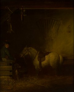 Pony in een Stalinterieur door Scottish School