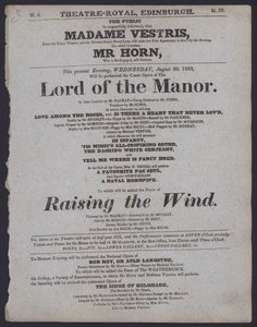 Theaterprogramma voor het Theatre Royal, Edinburgh, 20 augustus 1823