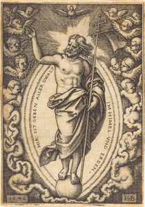 Christus op de wereldbol door Sebald Beham
