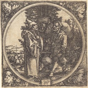 Heer en Twee Dienaren, of Solon en Twee Boeren door Sebald Beham