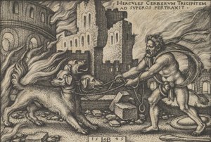 Hercules Vangt Cerberus, uit De Werken van Hercules, 1545