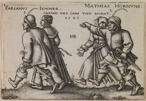 Januari en februari (De boerenfeest of De twaalf maanden) door Sebald Beham