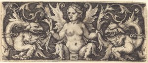 Ornament met vrouwelijke demon door Sebald Beham