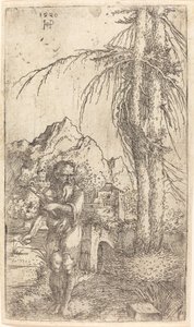 Sint Hiëronymus in een landschap door Sebald Beham