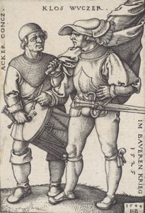 Vaandeldrager en trommelaar, 1544 door Sebald Beham