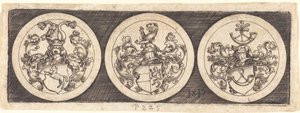 Drie Medailles met Wapenschilden door Sebald Beham