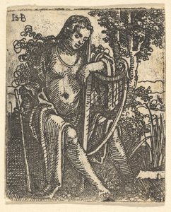 Vrouw met een harp (1520-1525) door Sebald Beham