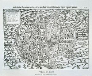 Stadsplan van Parijs c.1530 door Sebastian (after) Münster