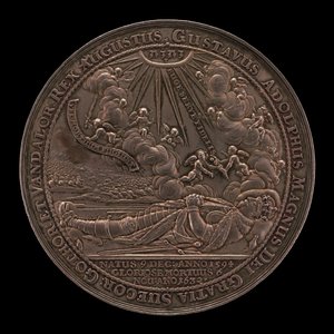 Dood van Gustavus II Adolphus, 1594-1632, Koning van Zweden 1611 [voorzijde], 1634 door Sebastian Dadler