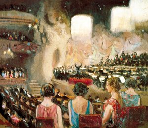 Het orkest van Pau Casals in het Catalaanse Muziekpaleis in Barcelona