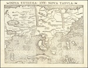 1542 kaart van Azië door Sebastian Münster door Sebastian Munster