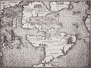 Kaart van Amerika met de Atlantische en Stille Oceaan