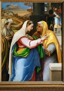 La visitation - de visitatie, Maria bezoekt de heilige Elisabeth ... door Sebastiano del (c.1485 1547) Piombo