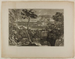 Landschap met Drie Rovers en hun Slachtoffer door Sébastien Bourdon