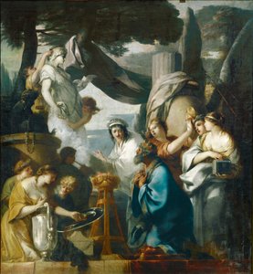 Salomon sacrifiant aux idoles - Salomo offert aan de afgoden ... door Sébastien Bourdon