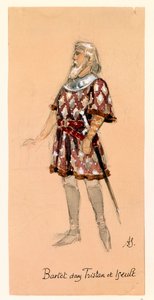 Frankrijk, Parijs, Kostuumschets voor Kurwenal in Tristan en Isolde door Richard Wagner voor uitvoering in Palais Garnier door Segaud Segaud