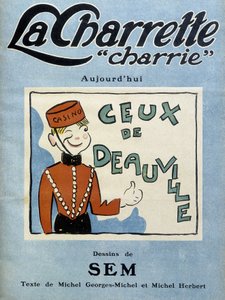 Deauville casinodealer, illustratie door Sem voor de omslag van het maandblad "La charrette charrie" (1922)