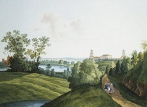 Landschap met een boerderij in het park in Tsarskoye Selo
