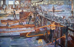 De warmwalserij van de "Rode Nagelmaker" fabriek in Leningrad door Semyon Andreevich Pavlov