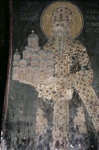Koning Stefan Uroš II Milutin (r.1282-1321) met een model van de kerk, 1311-21