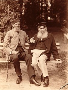 De dichters Yakov Petrovich Polonsky (1819-1898) en Afanasy Afanasievich Fet (1820-1892)