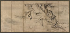 Apen en Bomen aan een Rivieroever, Momoyama periode