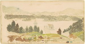Constitution Island en Foundry vanaf West Point, New York
