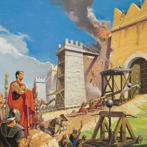 Aanval op Carthago (gouache op papier)