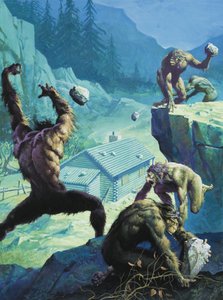 Big Foot, of legendarische Amerikaanse Man-Apes (gouache op papier)