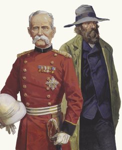 Boerenoorlog: Lord Roberts en Pier Cronje (gouache op papier)