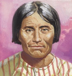 Opperhoofd Kintpuash (gouache op papier)