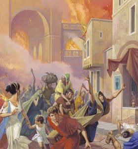 Ontsnappen aan de grote brand van Rome in 64 na Christus door Severino Baraldi