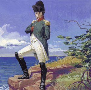 Napoleon in ballingschap op het eiland Sint-Helena (gouache op papier)