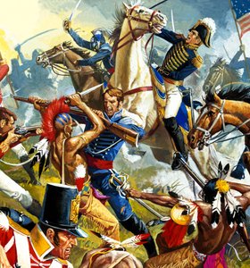 Indianen vs Amerikaanse soldaten (gouache op papier)