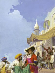 De Engelse Oost-Indische Compagnie (gouache op papier)