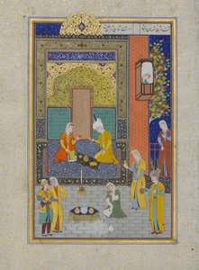 Bahram Gur in het Gele Paleis op Zondag, Folio 213 uit een Khamsa