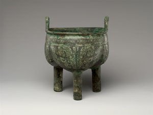 Gelobde driepoot ketel, late Anyang periode door Shang Dynasty Chinese School