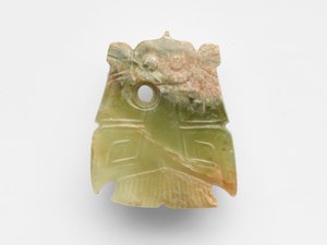 Hanger in de vorm van een vogel, herwerkt, c.1300-1050 v.Chr. door Shang Dynasty Chinese School