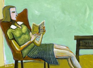 Vrouw die rustig zit te lezen door Sharyn Bursic