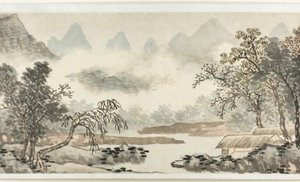 Wolken boven de rivier voor de regen 溪雲欲雨圖 door Shen Zhou
